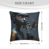 Housse de coussin en peluche avec motif de visage abstrait - Okomall