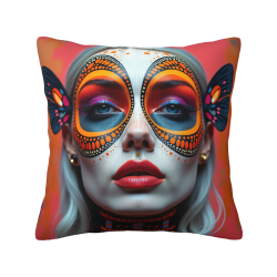 Housse de coussin en peluche avec art abstrait de visages - Okomall