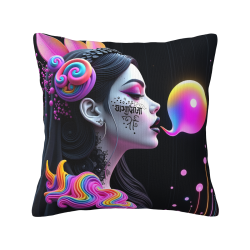 Housse de coussin en peluche avec art abstrait de couleurs - Okomall