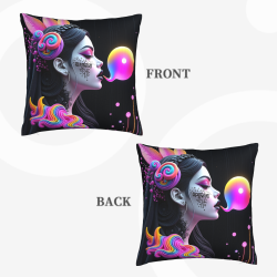 Housse de coussin en peluche avec art abstrait de couleurs - Okomall