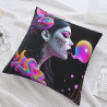 Housse de coussin en peluche avec art abstrait de couleurs - Okomall