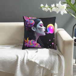 Funda de cojín de felpa con arte abstracto de color - Okomall