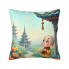 禅(ぜん)をテーマにした小さな僧侶のплюшевая подушкаカバー - Okomall