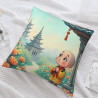 Funda de cojín de peluche con diseño zen de pequeño monje - Okomall