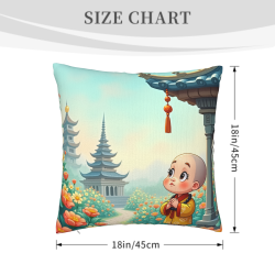 禪意小和尚毛絨抱枕套 - Okomall