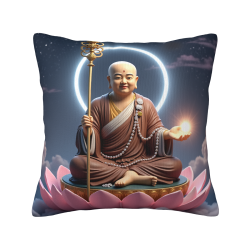 Housse de coussin en peluche avec motif de Bouddha et de lotus zen - Okomall