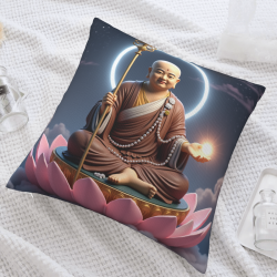 Housse de coussin en peluche avec motif de Bouddha et de lotus zen - Okomall