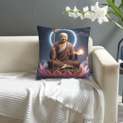 Zen Lotus Buddha Plush Pillow Cover - Okomall