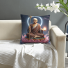 Housse de coussin en peluche avec motif de Bouddha et de lotus zen - Okomall