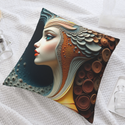 Funda de cojín de felpa abstracta con patrón de ondas - Okomall