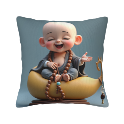 Funda de Almohada de Peluche con Buda Sonriente Zen - Okomall