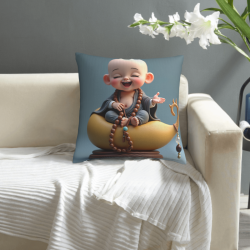 Cuscino in Peluche con Buddha Sorridente Zen - Okomall