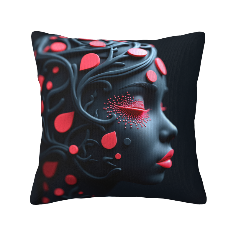 Funda de cojín de felpa con arte abstracto de rostro - okomall