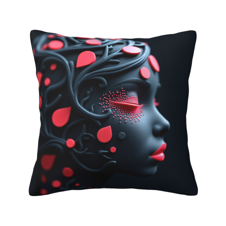 Funda de cojín de felpa con arte abstracto de rostro - okomall