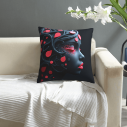Funda de cojín de felpa con arte abstracto de rostro - okomall