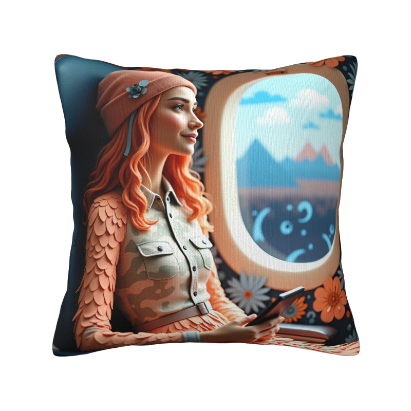Funda de cojín de paisaje de chica estética - Okomall