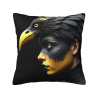 Housse de coussin en peluche avec visages abstraits - Okomall