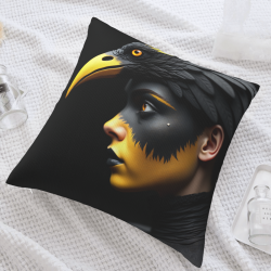 Housse de coussin en peluche avec visages abstraits - Okomall