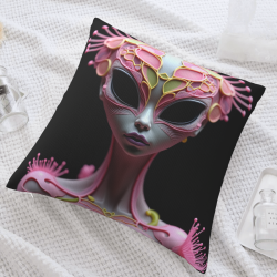 Funda de cojín de felpa con estampado de flores de ensueño - Okomall