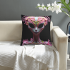 Funda de cojín de felpa con estampado de flores de ensueño - Okomall