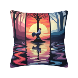 Cuscino in peluche con motivo di foresta al tramonto - Okomall