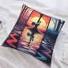 Funda de cojín de peluche con diseño de bosque al atardecer - Okomall