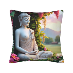 Housse de coussin en peluche paysage de montagne - 18x18 pouces | OKOMALL