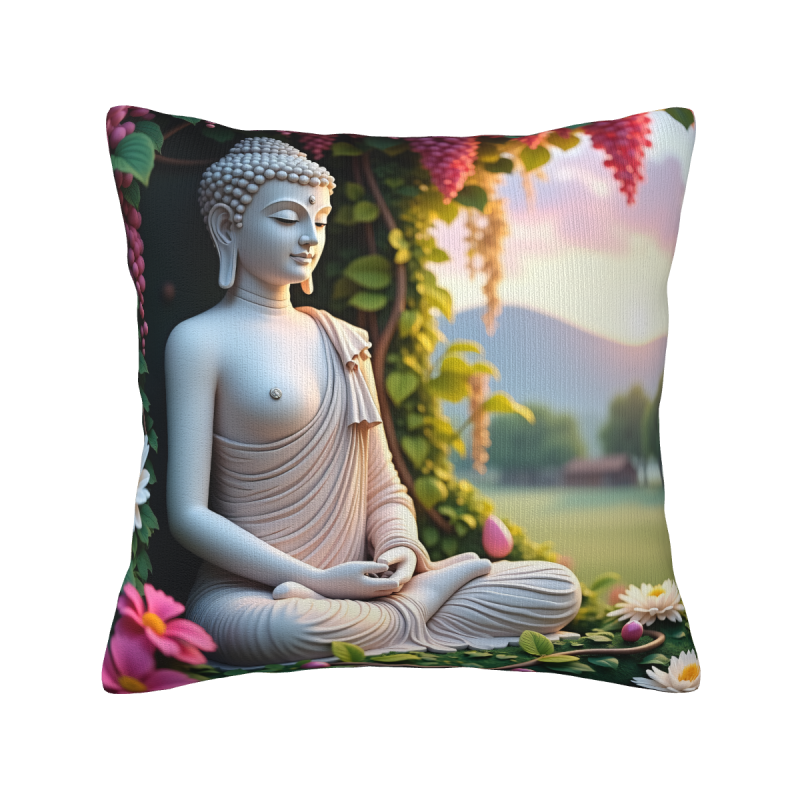 Serene Mountain Landscape Plush Pillow Cover - 18x18 inch | OKOMALL