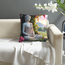 Serene Mountain Landscape Plush Pillow Cover - 18x18 inch | OKOMALL