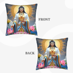 Housse de coussin en peluche de Guanyin - 18x18 pouces | Okomall