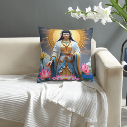 Cuscino in peluche della Bodhisattva Guanyin - 18x18 pollici | Okomall