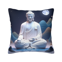 Housse de coussin en peluche avec motif zen de paysage montagneux - Okomall