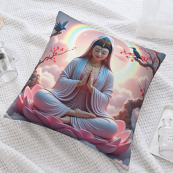 Zen Lotus Buddha Plush Pillow Cover - Okomall