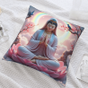 Funda de cojín de peluche con imagen de Buda y flor de loto zen - Okomall