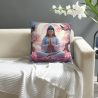 Copri-cuscino in peluche con immagine di Buddha e fiore di loto zen - Okomall