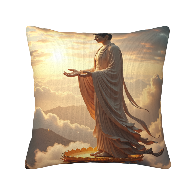 Coussin en peluche avec motif de Bouddha Zen - Okomall