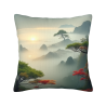 山水風景毛絨抱枕カバー - 18x18インチ | OKOMALL