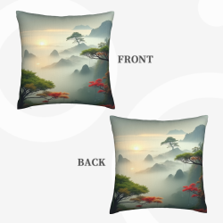 Funda de cojín con motivo de paisaje 'Shanshui' - 18x18 pulgadas | OKOMALL