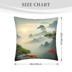 Kissenbezug mit Landschaftsmotiv 'Shanshui' - 18x18 Zoll | OKOMALL