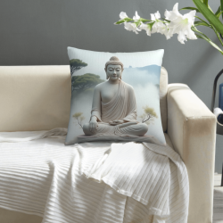 غطاء وسادة فروي بنمط غابة هادئة - 18 × 18 بوصة | OKOMALL