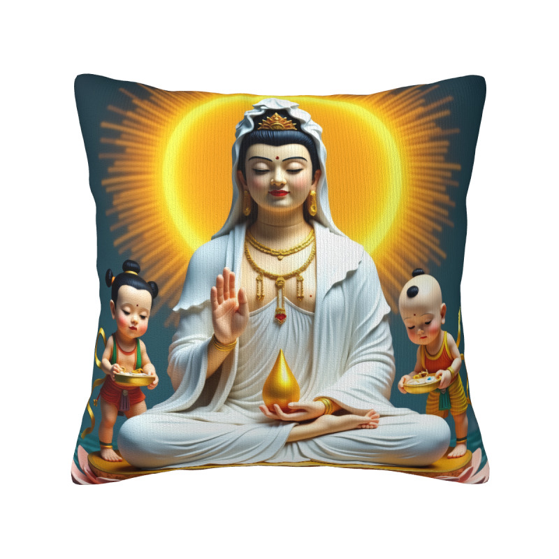 Custodia per cuscino in peluche della Bodhisattva Guanyin - Okomall
