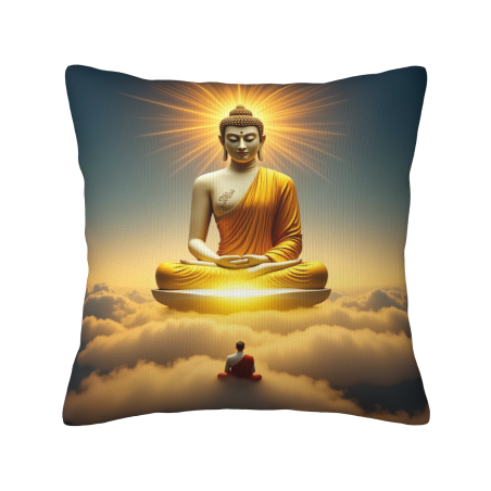 Funda de cojín de peluche con imagen de Buda Zen - 18x18 pulgadas | OKOMALL