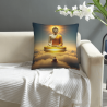 Housse de coussin en peluche avec image de Bouddha Zen - 18x18 pouces | OKOMALL