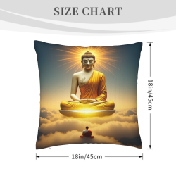 Housse de coussin en peluche avec image de Bouddha Zen - 18x18 pouces | OKOMALL