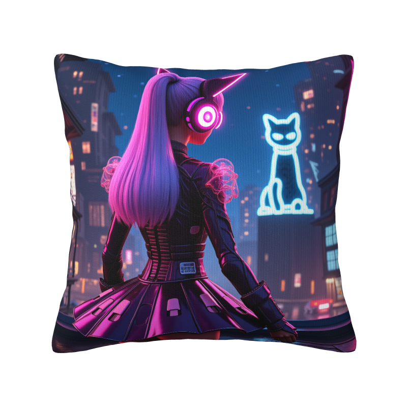 Cyberpunk Girl Pillow Cover - Okomall