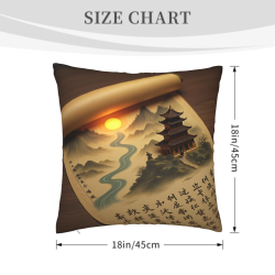 산과 물 풍경 베개 커버 - 편안한 홈 데코