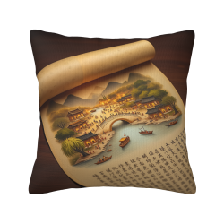 Coperchio di Cuscino Morbido con Paesaggio Cinese - 45x45 cm | OKOMALL