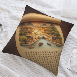 중국 풍경 플러피 베개 커버 - 45x45cm | OKOMALL