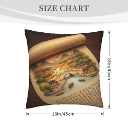 Funda de Almohada Esponjosa con Paisaje Chino - 18x18 pulgadas | OKOMALL