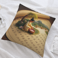Beautiful Ink Landscape Pillow Cover - 18x18 inches | OKOMALL